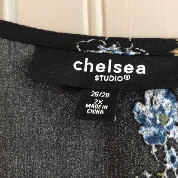 Chelsea Studio Black Floral Sleeveless High Low Dress With Elastic Waist & V-Nec - Picture 6 of 8